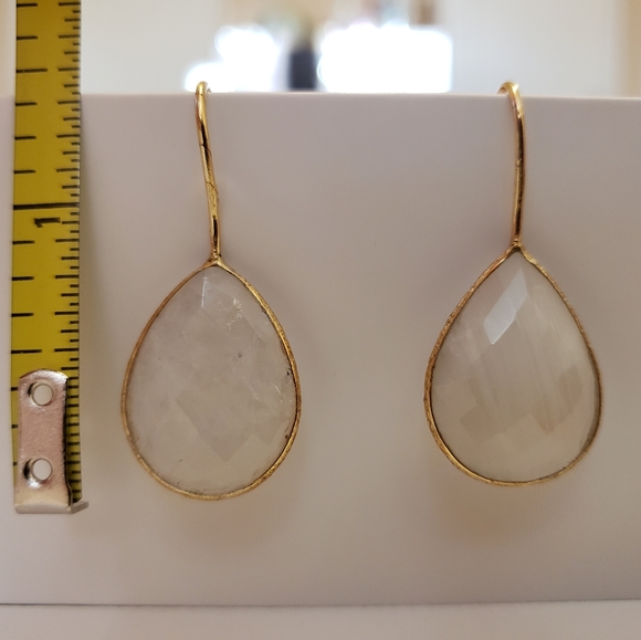 NWOT Gold Plated Gemstone Drop Earrings - Picture 4 of 6